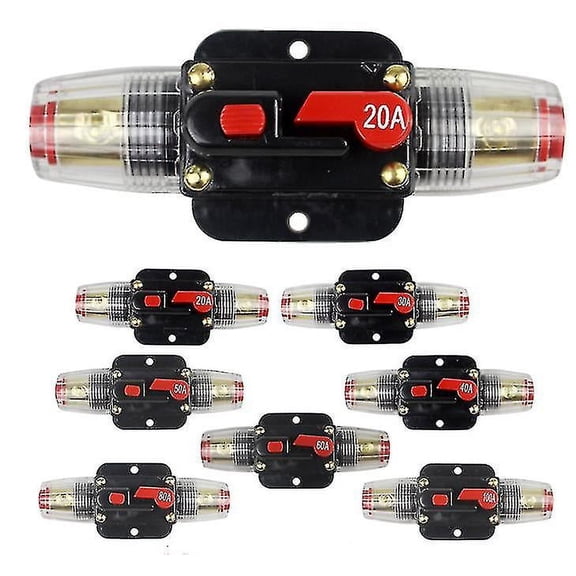 Auto Circuit Breaker Reset Fuse Inverter Fuse Holder Inline Fuse Block 20-100 Amp