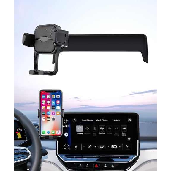 Auto Clamp Car Phone Holder for Volkswagen ID.4 2021-2024, 12" Screen Mount VW ID4 Universal Mechanical Clip Cell Phone Mount Accessories Fit iPhone Android, Automobile Cradle GPS Navigation Bracket