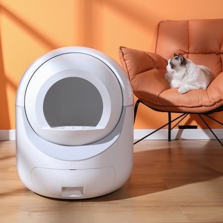 "Auto-Cleaning Cat Litter Box with App & Dual Odor Removal - 5G/2.4G WiFi Smart Scooper for Multiple Cats, Self-Cleaning Tray"