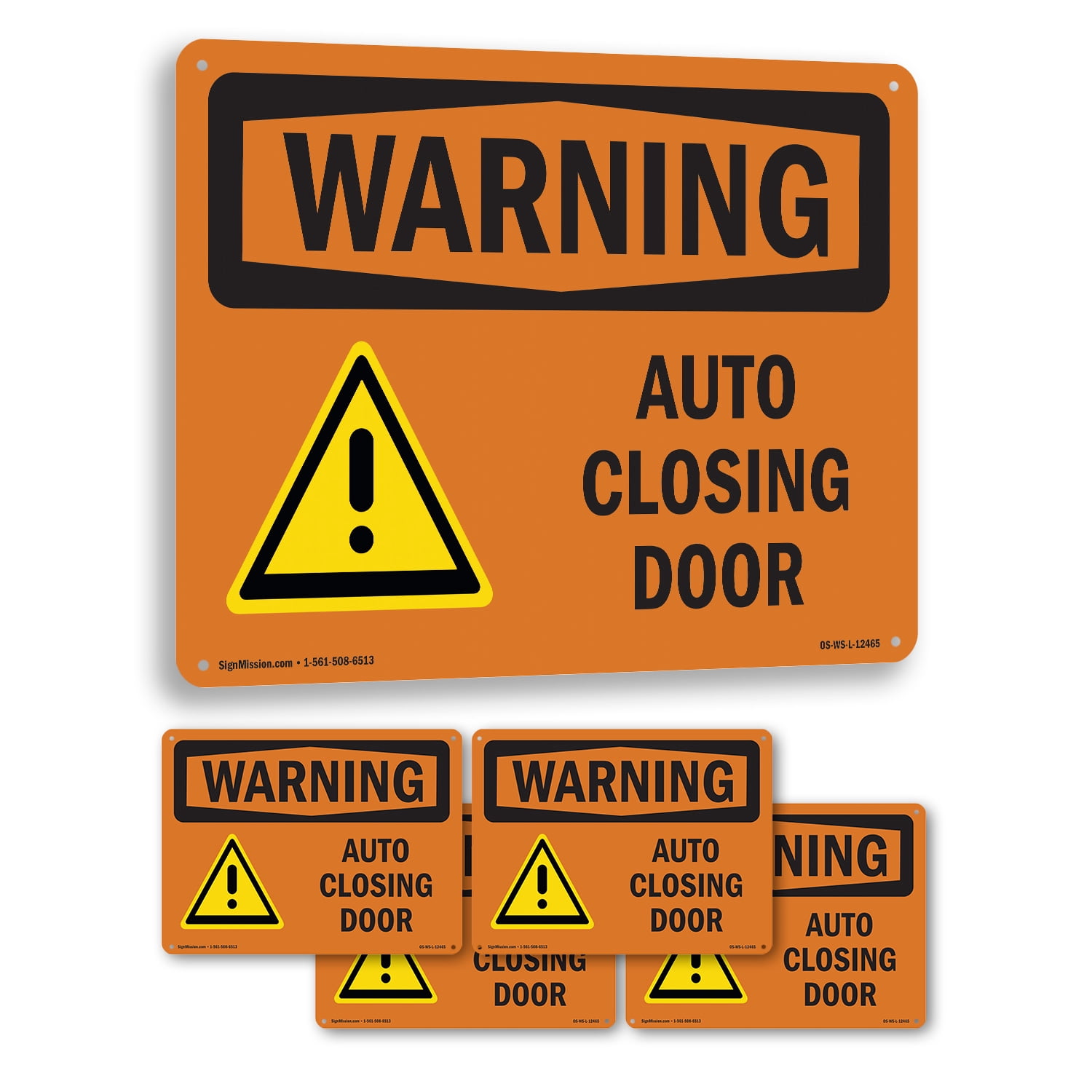 Auto Closing Door OSHA WARNING Rigid Plastic Sign 10 Inch x 7 Inch - 5 ...