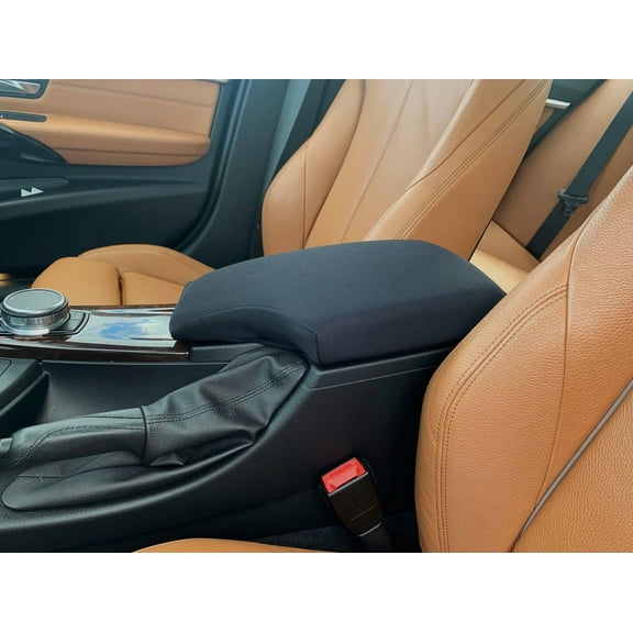 Auto Console Covers- BMW 3 Series (All Trim Levels) 2012-2018 Center Console Armrest Cover Waterproof Neoprene Fabric- Black