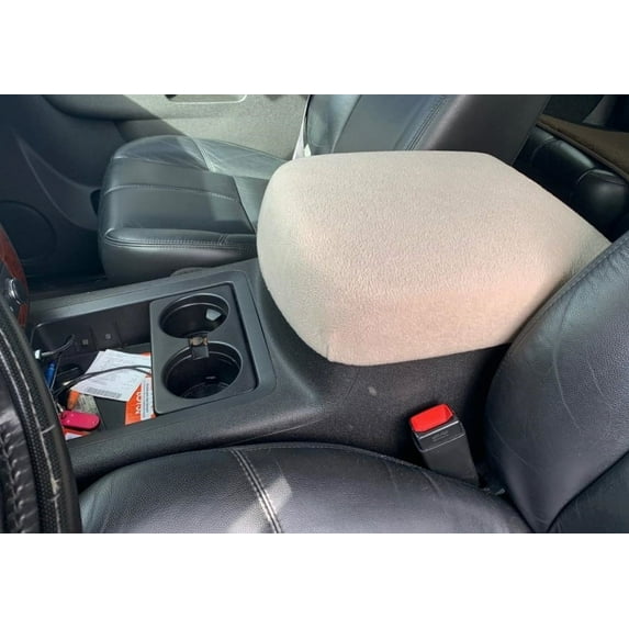 Auto Console Covers- Fits the Chevy Silverado 2007-2013 1500, 2500HD, 3500HD (5 passenger with front Bucket Seats) Center Console Armrest Lid Cover Fleece Fabric. (Taupe)