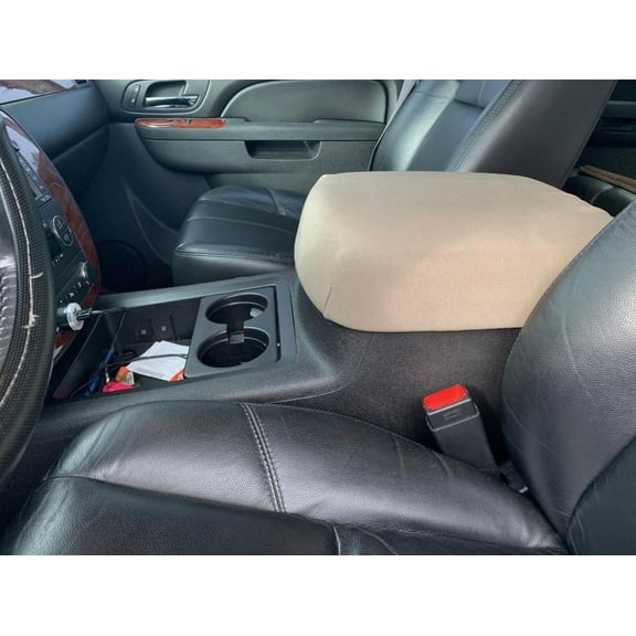 Auto Console Covers- Fits the Chevy Silverado (All 5 passenger Models and Trims) 2007-2013 Center Console Armrest Cover Waterproof Neoprene Fabric (Tan)
