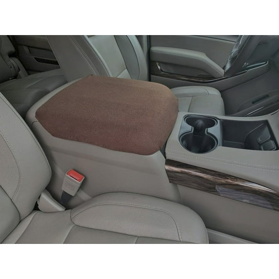 Auto Console Covers- Fits the Chevy Silverado's 2014-2018 (All models and trims with front bucket seats) Center Console Armrest Lid Cover Fleece Fabric -Brown