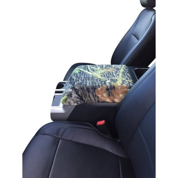 Auto Console Covers- Fits the Ford F-150 2015-2020 (Fits 5 passenger truck with front Bucket Seats) Center Console Armrest Lid Cover Fleece Fabric Made in the USA - Mossy oak
