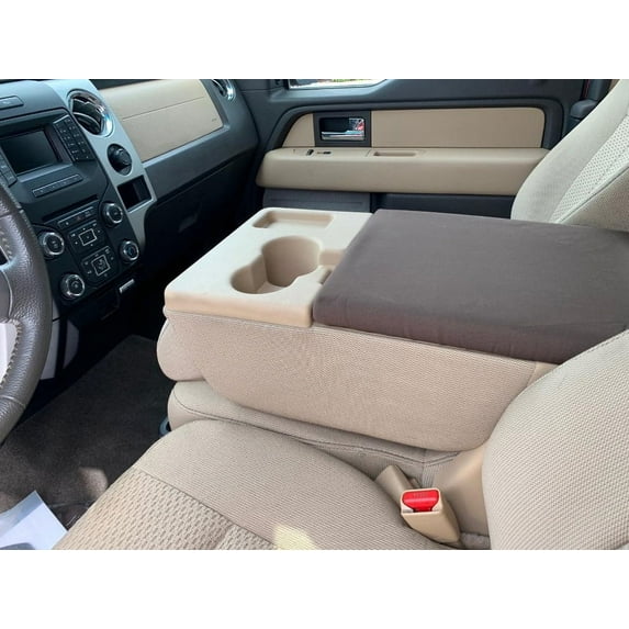 Auto Console Covers- Fits the Ford F-150 2015-2021 with 40/20/40 6 passenger seating Center Console Armrest Lid Cover Waterproof Neoprene Fabric -Brown