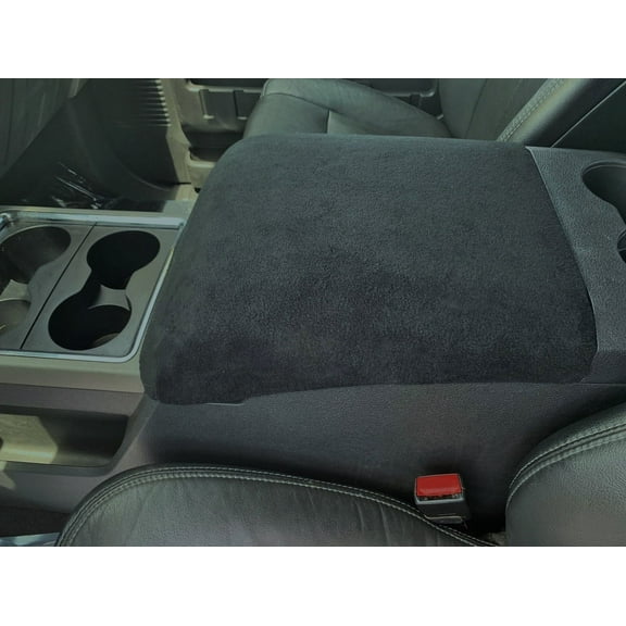 Auto Console Covers- Fits the Ford F-250 Super Duty 2011-2016 (Front Bucket Seats and 5 passenger seating) Center Console Armrest Lid Cover Fleece Fabric (Black)