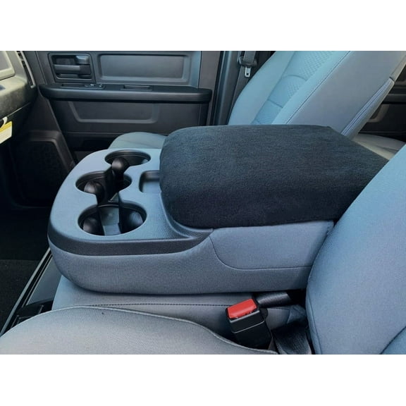Auto Console Covers- Fits the Ford F-350 Super Duty 2011-2016 (Front Bucket Seats and 5 passenger seating) Center Console Armrest Lid Cover Fleece Fabric (Black)
