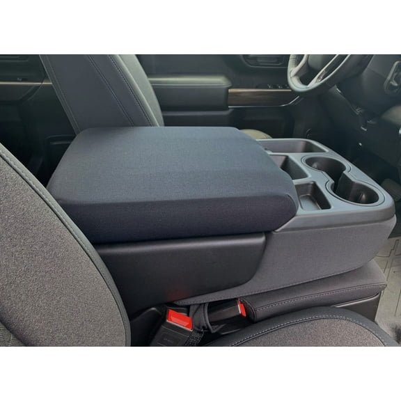 Auto Console Covers- Fits the GMC Sierra 2020-2024 1500, 2500, and 3500 with 40/20/40 6 passenger seating Neoprene Center Console Armrest Lid Cover Waterproof Neoprene Fabric (Black)