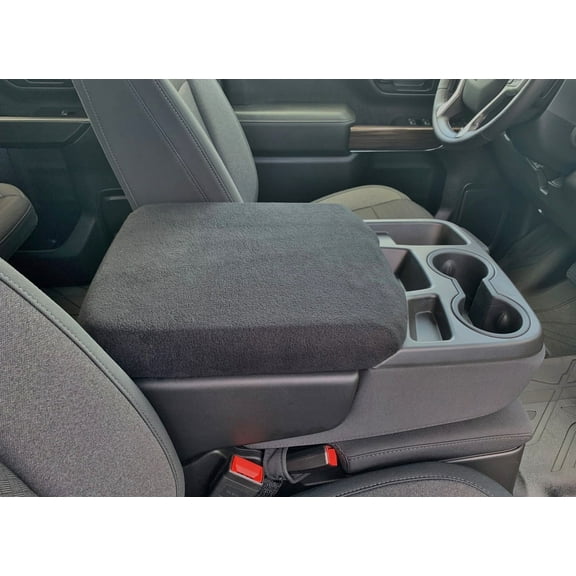 Auto Console Covers- Fits the GMC Sierra's 2020-2024 on (All 6 Passenger Models & Trims) Center Console Cover made with a Protective Fleece Fabric- Black