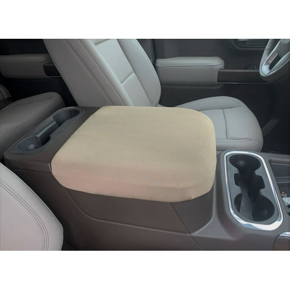 Auto Console Covers- Fits the GMC Yukon 2019-2024 (All Models & Trim with Bucket Seats) Neoprene Center Console Armrest Lid Cover Waterproof Neoprene Fabric-- Tan