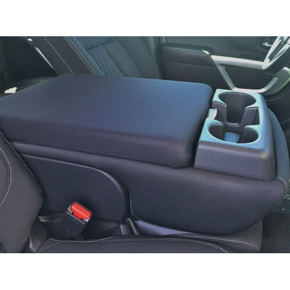 Auto Console Covers- Fits the Nissan Titan 2010-2024 ( with 40/20/40 6 passenger seating) Center Console Armrest Cover Waterproof Neoprene Fabric (Black)