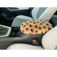 thumbnail image 1 of Auto Console Covers - Fits the Cadillac XT6 2020-2024 Center Console Armrest Lid Cover Fleece Fabric- Tan with brown paws, 1 of 3