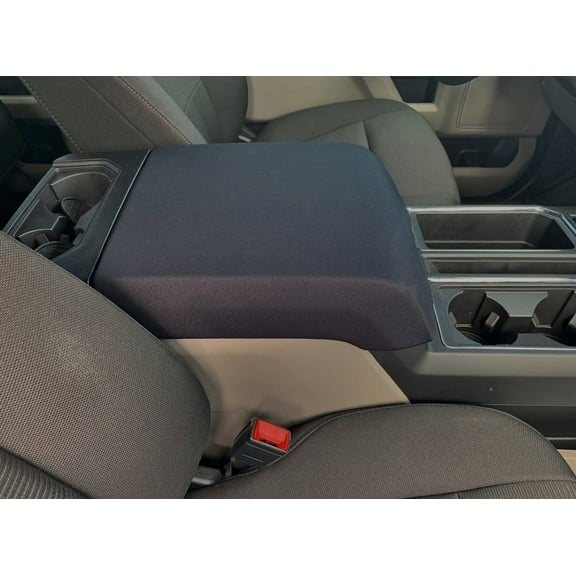 Auto Console Covers- Fits the Ford F-250 Super Duty 2017-2022 with Bucket Seats Center Console Armrest Cover Waterproof Neoprene Fabric (Black)
