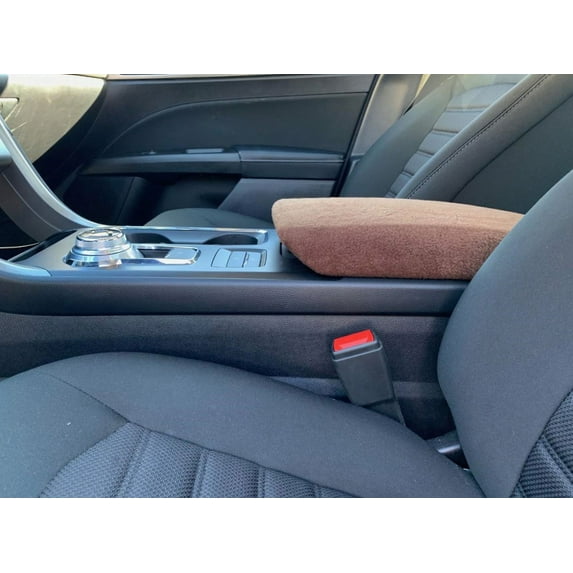 Auto Console Covers- Fits the Ford Fusion 2017-2019 Center Console Armrest Cover Fleece Fabric - Brown