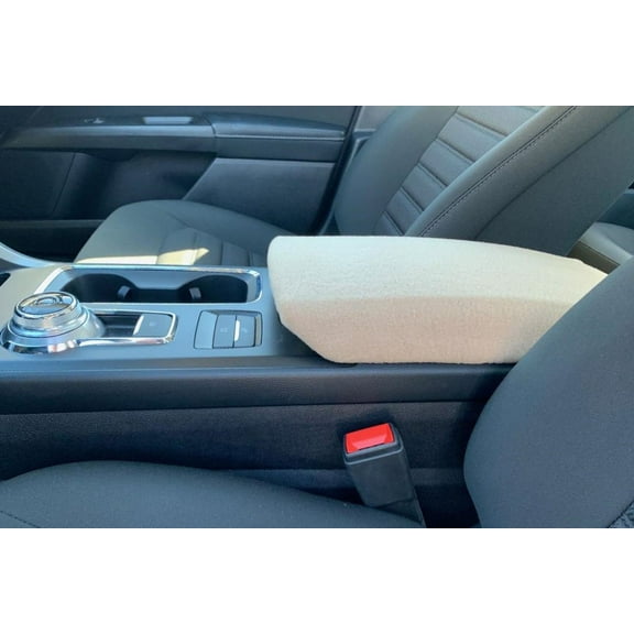Auto Console Covers- Fits the Ford Fusion 2017-2019 Center Console Armrest Cover Fleece Fabric - Taupe
