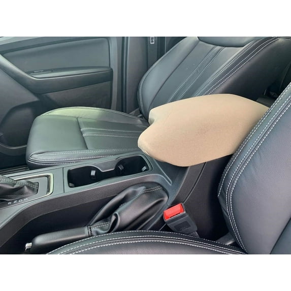 Auto Console Covers- Fits the Ford Ranger 2019-2023 Center Console Armrest Lid Cover Waterproof Neoprene Fabric (Tan)