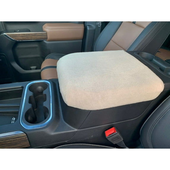 Auto Console Covers- Fits the GMC Sierra (All Models & Trim with Bucket seats) 2019-2024 Center Console Cover Fleece-Taupe