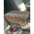 thumbnail image 1 of Auto Console Covers- Fits the Nissan Titan 2010-2024 (with 40/20/40 6 passenger seating) Center Console Armrest Cover Fleece Fabric- Leopard Print, 1 of 2