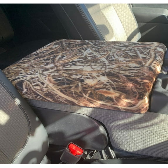 Auto Console Covers- Fits the Nissan Titan 2010-2024 (with 40/20/40 6 passenger seating) Center Console Armrest Cover Fleece Fabric- Marsh Oak