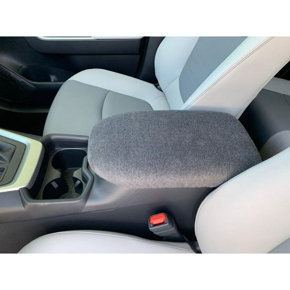 Auto Console Covers- Fits the Toyota Rav4 2019-2024 Center Console Armrest Cover Fleece Fabric Light Gray
