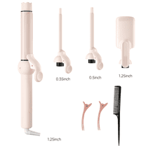 Curling Iron, 1.25, 0.5, 0.35 Inch Ceramic Tourmaline Hair Curling Iron,beach waves 4 in 1, Pink