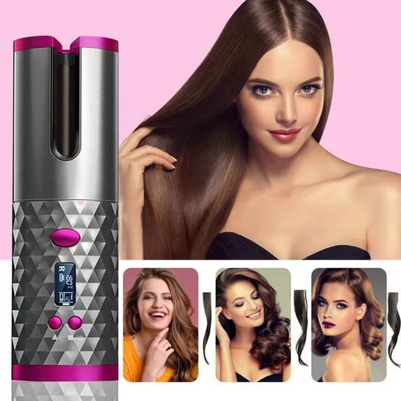 Auto Curling Iron Cordless Rechargeable - 2-in-1 Curler & Volumizer with 5000mAh Battery, Fast Heating & Travel Pouch for Fine/Thick Hair