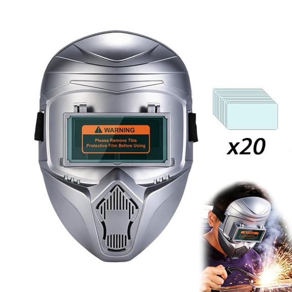 Auto Darkening Welding Helmet with 10/20/50 Replacement Lens, Solar Powered Welding Hood, True Color & Clear View, Wide Shade 9-13 Welder Mask for TIG MIG ARC and Grind