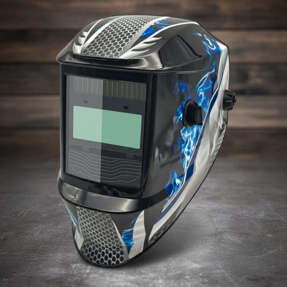 Auto Darkening Welding Helmet with Blue Flame Solar Powered Welding Mask with Adjustable Shade Range, for MIG TIG MMA Plasma Cutting, Full Face Welding Hood