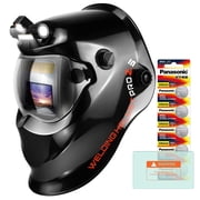 Auto Darkening Welding Helmet with Light Solar Powered True Color Welding Hood 2 Arc Sensor Wide Shade 9-13 Welding Mask with Extra Grinding Mode Weld Helmet