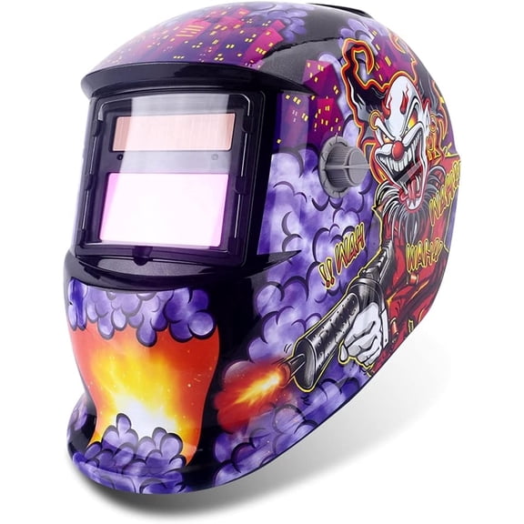 Auto Darkening Welding Helmet, Solar Powered Electric Welding Mask for TIG/MIG/Arc Grinding, Full Head Protection with Adjustable Headband & Large Lens View
