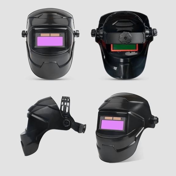 Auto Darkening Welding Helmet, Solar Powered Welder Hood with Clear LCD Display, Rapid Dimming Eye Protection for ARC MIG TIG Grind