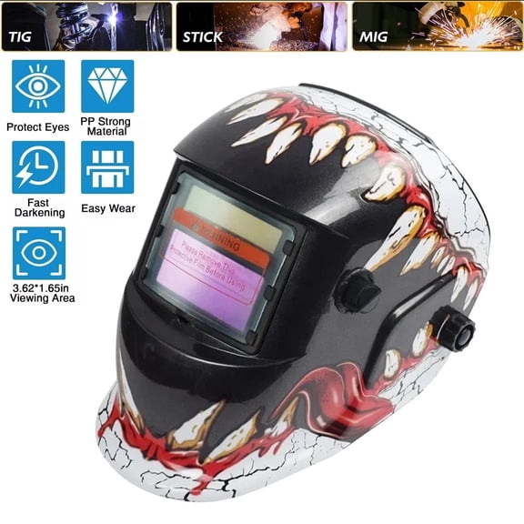 Auto Darkening Welding Helmet with Solar Power, Adjustable Shade 4/9-13, Lightweight Design, Sensitivity & Delay Settings for MIG TIG Arc Welding