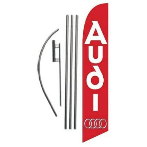 Auto Dealership Advertising Feather Banner Swooper Flag Sign with Flag Pole Kit and Ground Stake, Compatible with Audi Carlot Signs