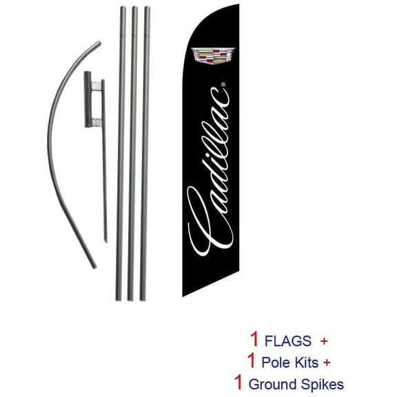 Auto Dealership Advertising Feather Banner Swooper Flag Sign with Flag Pole Kit and Ground Stake, Compatible with Cadillac Carlot Signs
