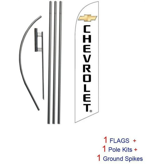 Auto Dealership Advertising Feather Banner Swooper Flag Sign with Flag Pole Kit and Ground Stake, Compatible with Chevrolet Carlot Signs