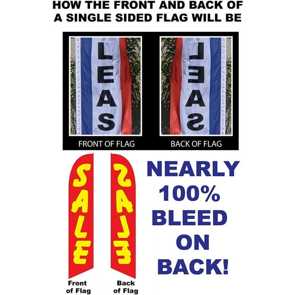 Auto Detail red/blue Feather Banner Swooper Flag -No Wind Required- Replacement FLAG ONLY