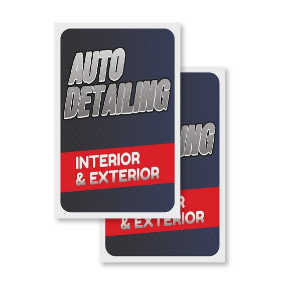 Auto Detailing (2-PACK) 24" x 36" Vinyl Decals | Sign Insert Peel & Stick Decals Stickers Window Signs