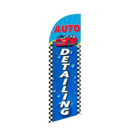 Auto Detailing 6ft Swooper Feather Flag bubble and checkered theme Advertising windless outdoor Banner Replacement Flag Only
