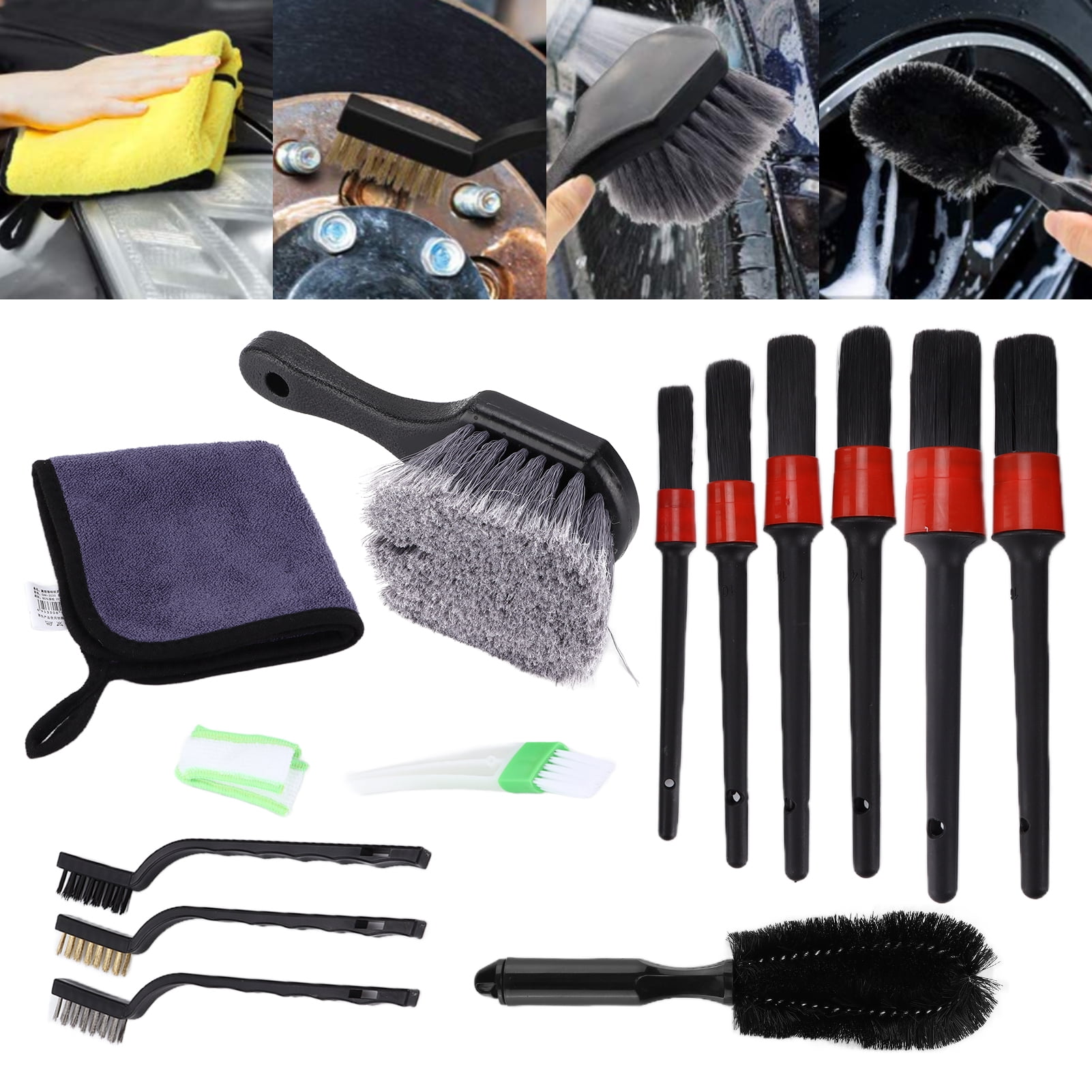 Auto Detailing Brush Set, Sturdy Tire Brush 5 Different Sizes For
