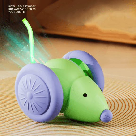 Auto-Dodge Rechargeable Electronic Mouse Cat Toy, Green