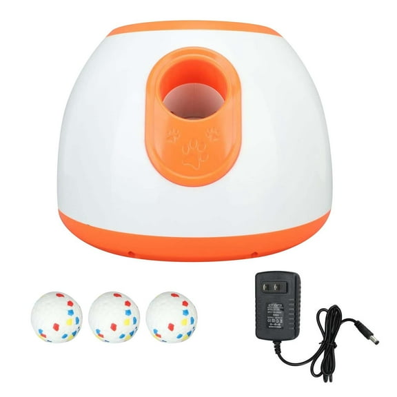 Auto Dog Ball Launcher - 2025 Upgraded Silent Thrower with Remote, 3 Adjustable Distances (16ft/32ft/48ft), Rechargeable, Includes 3 Durable Balls for Medium/Large Dogs