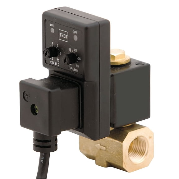 SPEEDAIRE Automatic Drain Valve Timed Electric 1/4" NPT 100-120V Brass Air Compressor Drain