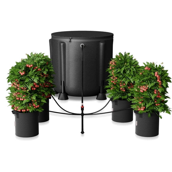 Auto Drip Irrigation System Kits with 13-Gallon Bucket, 25W Water Pump, Low Water Level Sensor, Complete Indoor Automatic Watering System for Grow Tent/Greenhouse/Lawn