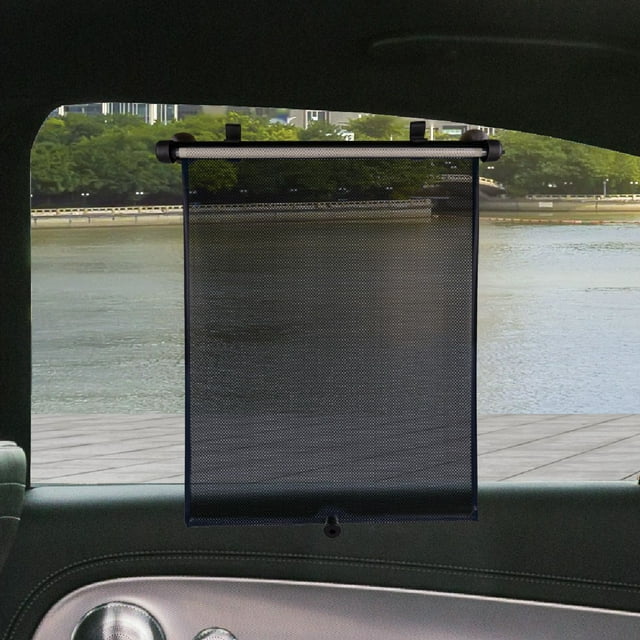 Auto Drive 1 Count Blue Retractable Roller Windshield Visor Sun Shade