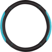 Auto Drive 1- Piece Gel Cooling Steering Wheel Cover Leather Black/Blue - Universal Fit, 23SWC78
