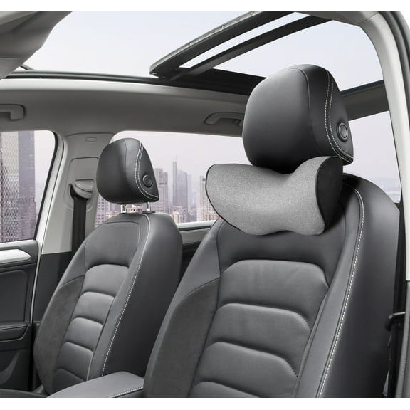 Auto Drive 1 Piece Memory Foam Car Head Support Polyester Gray - Universal Fit, 22CU15