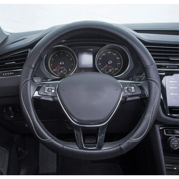 Auto Drive 1 Piece Truck Steering Wheel Cover Country Black/White - Universal Fit, 0.36kg