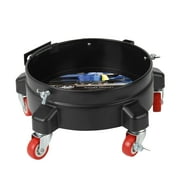 Auto Drive 12-inch Heavy Duty Plastic Garage Bucket Dolly, 5 Wheel with Lockable Casters