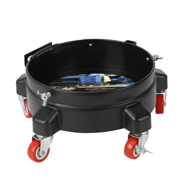 (2 pack) Auto Drive 12-inch Heavy Duty Plastic Garage Bucket Dolly, 5 Wheel with Lockable Casters